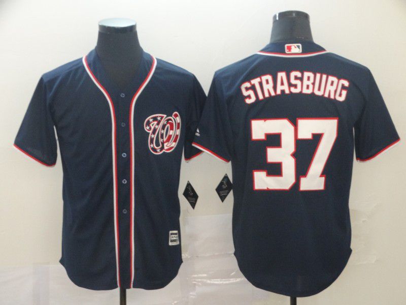 Men Washington Nationals #37 Strasburg Blue Game MLB Jerseys->brooklyn nets->NBA Jersey